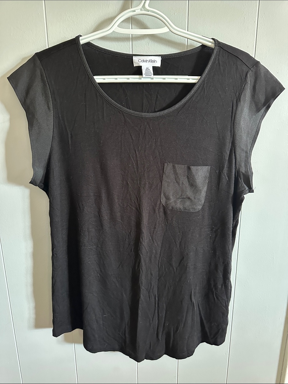 Calvin Klein Black Scoop Neck Pocket Tee